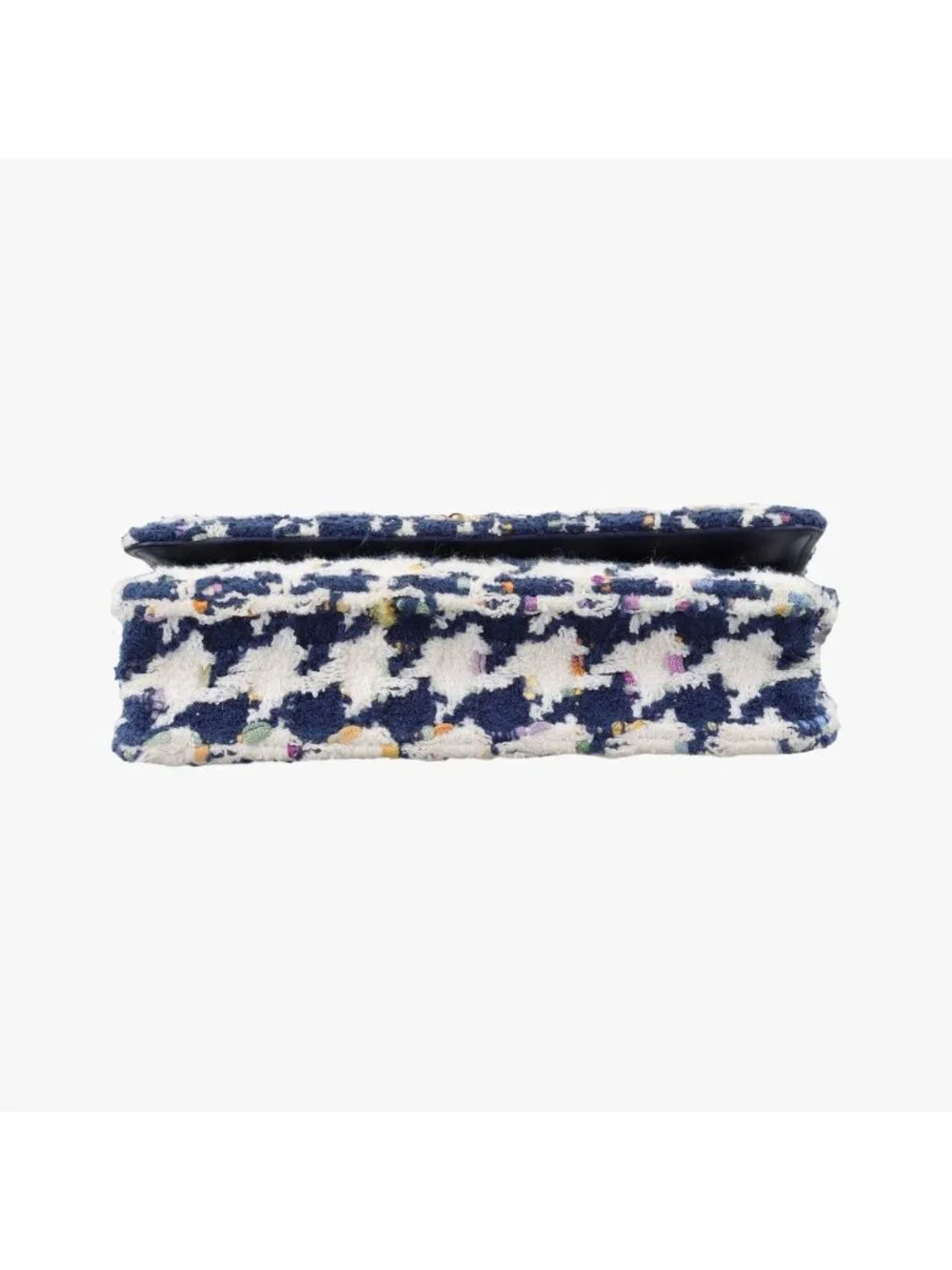 Chanel 19 Flap Bag Houndstooth White Navy Fabric